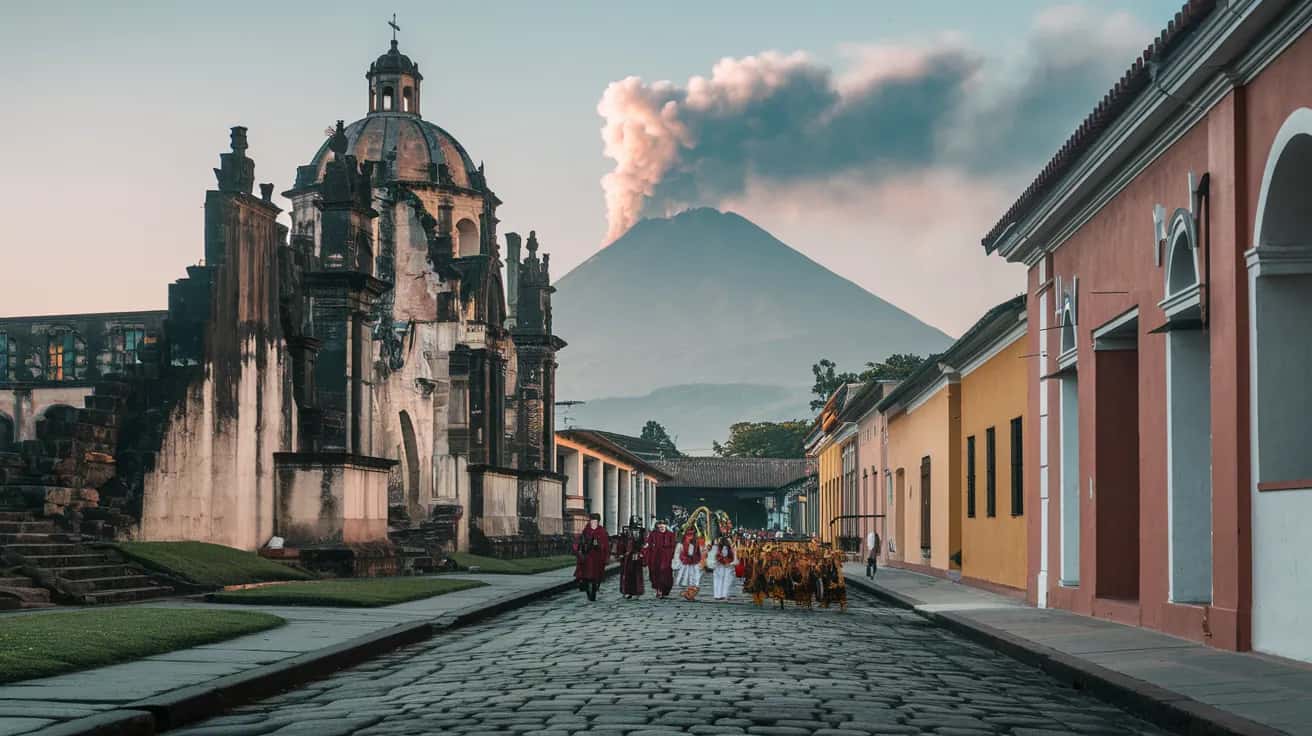 Antigua Guatemala street view during October