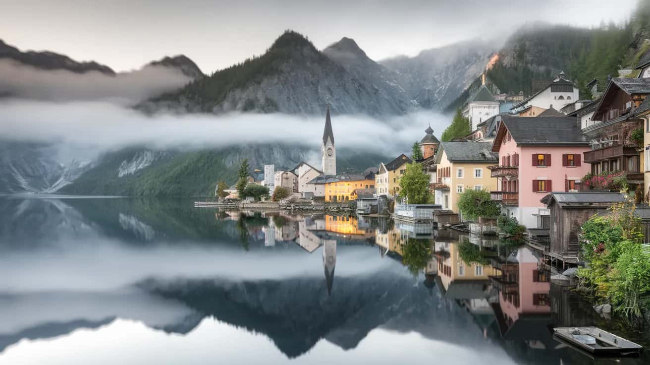 Hallstatt street view during June