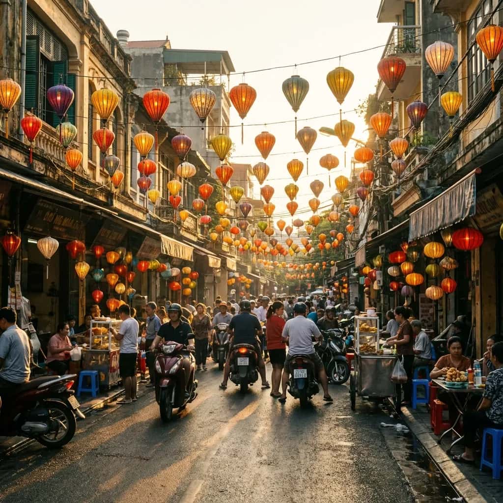 Hanoi street view during May
