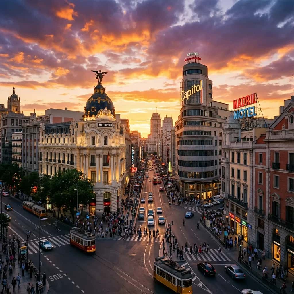 Madrid street view during March