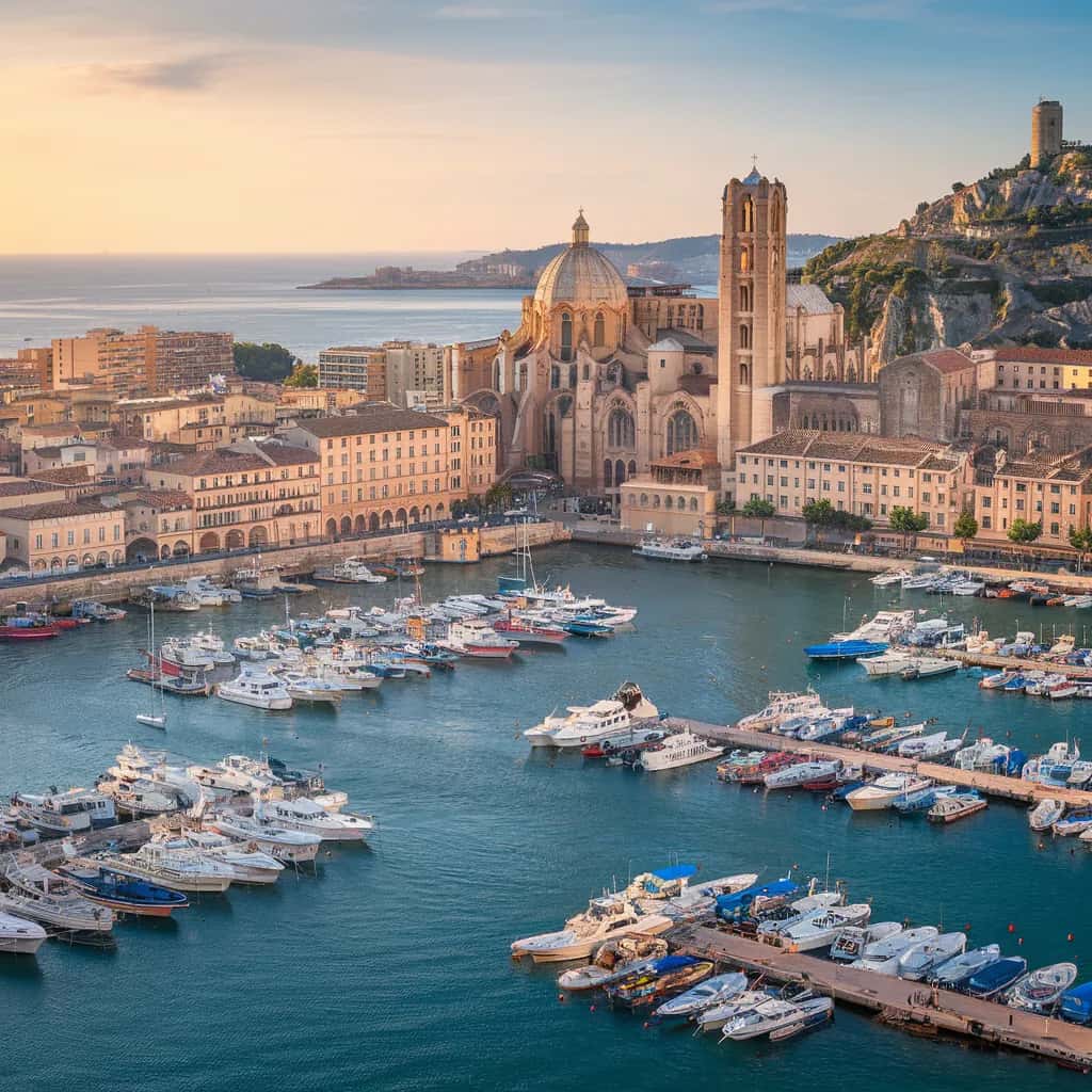 Marseille street view during March