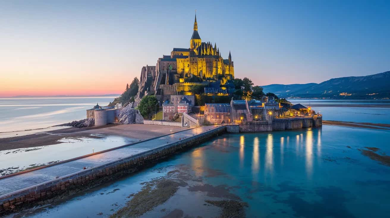 Mont Saint-Michel weather and climate - scenic view of Mont Saint-Michel, France