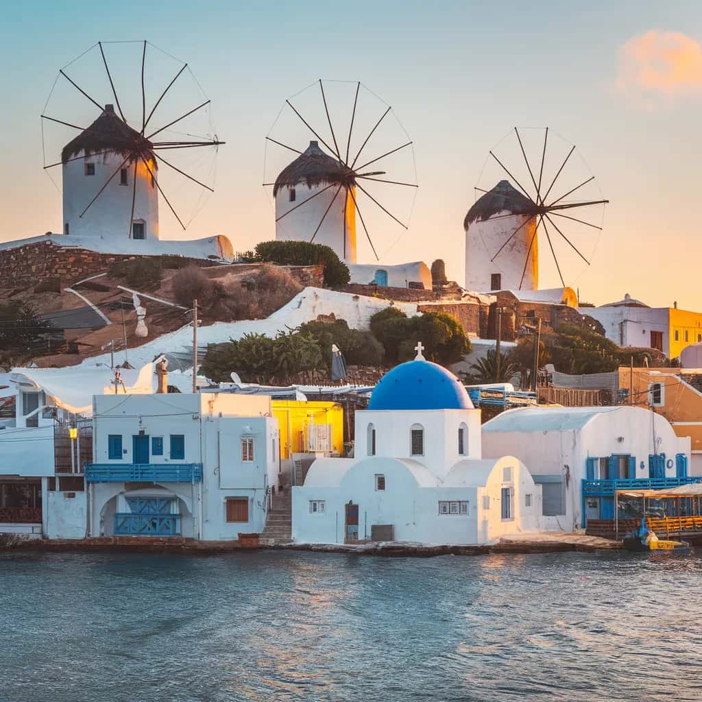 Mykonos street view during October