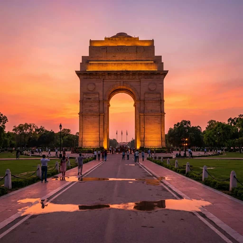 New Delhi street view during February