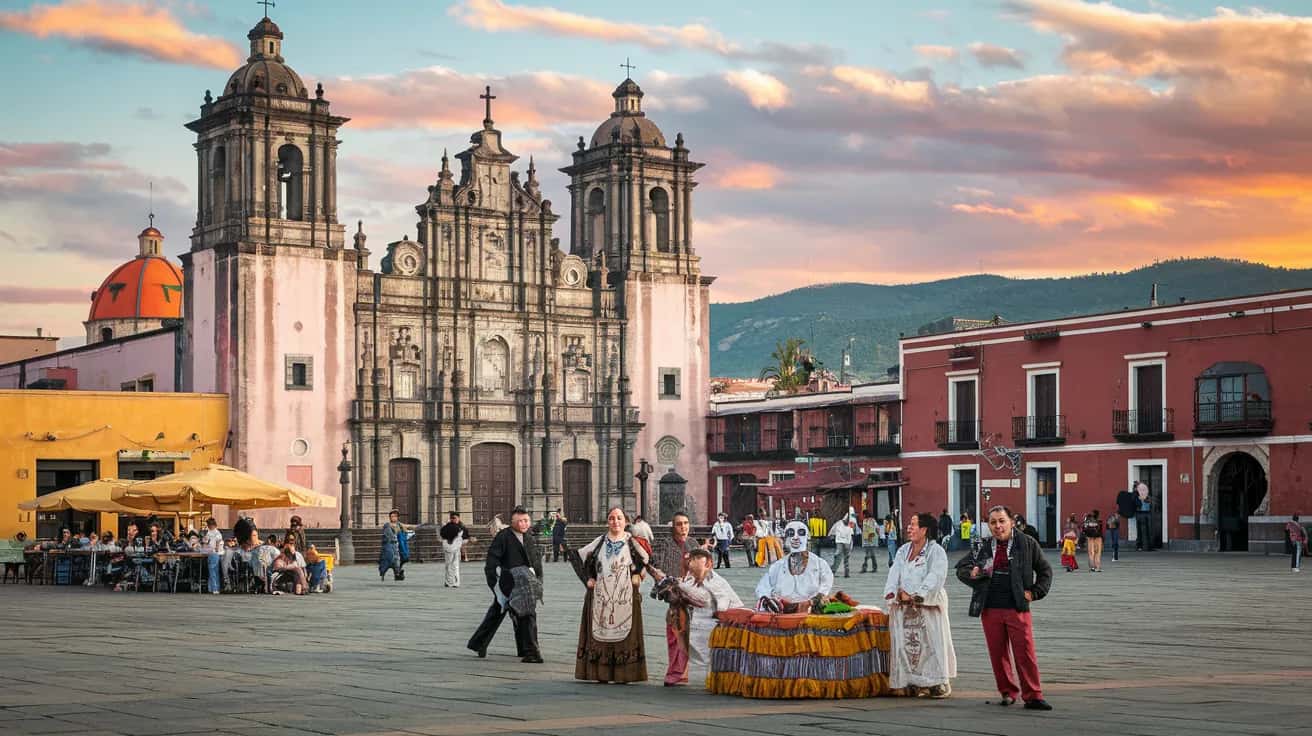 Oaxaca street view during February