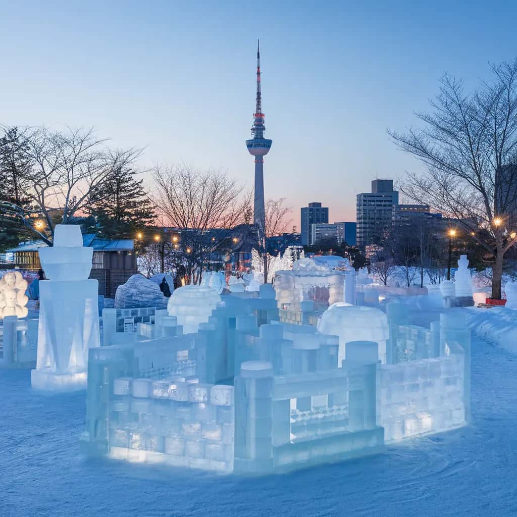 Sapporo street view during February