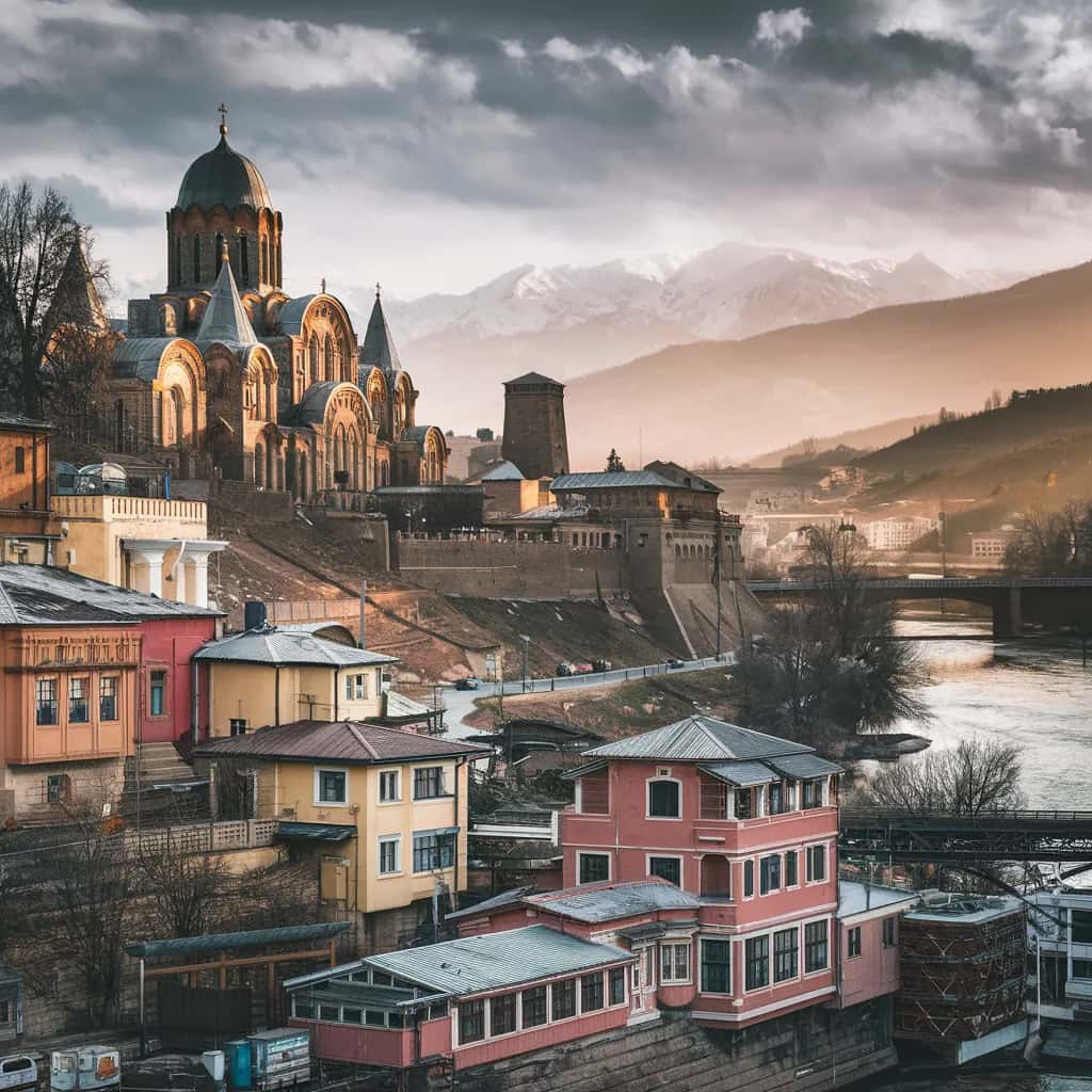 Tbilisi street view during February