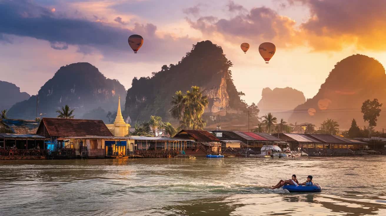 Vang Vieng weather and climate - scenic view of Vang Vieng, Laos