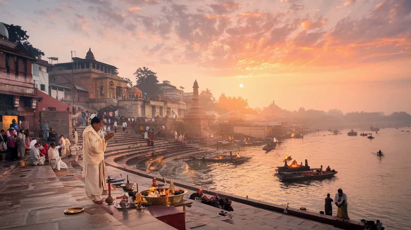 Varanasi street view during August