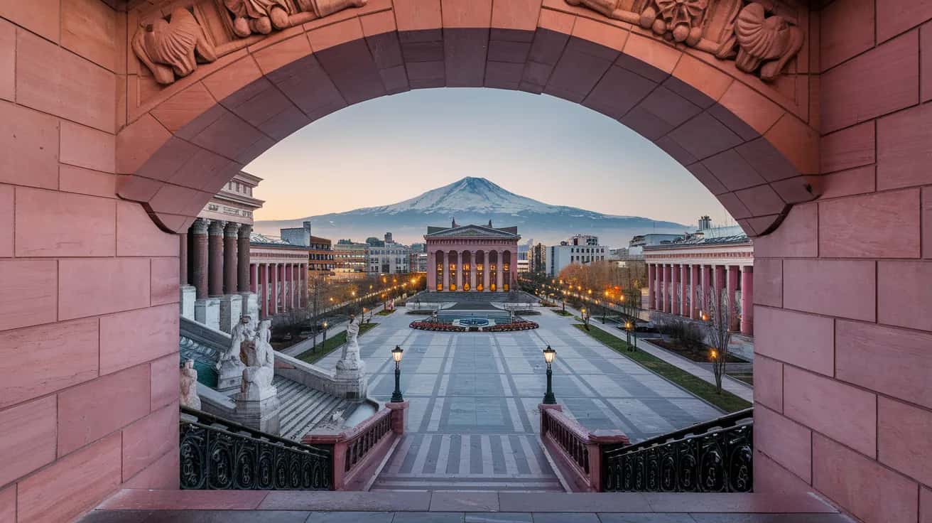 Yerevan street view during February